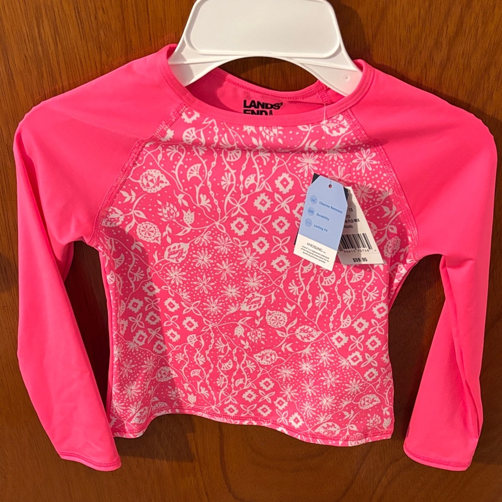 Lands' End Kids Floral Pink Rash Guard